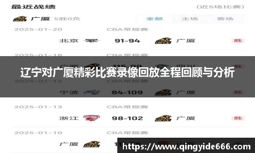 辽宁对广厦精彩比赛录像回放全程回顾与分析
